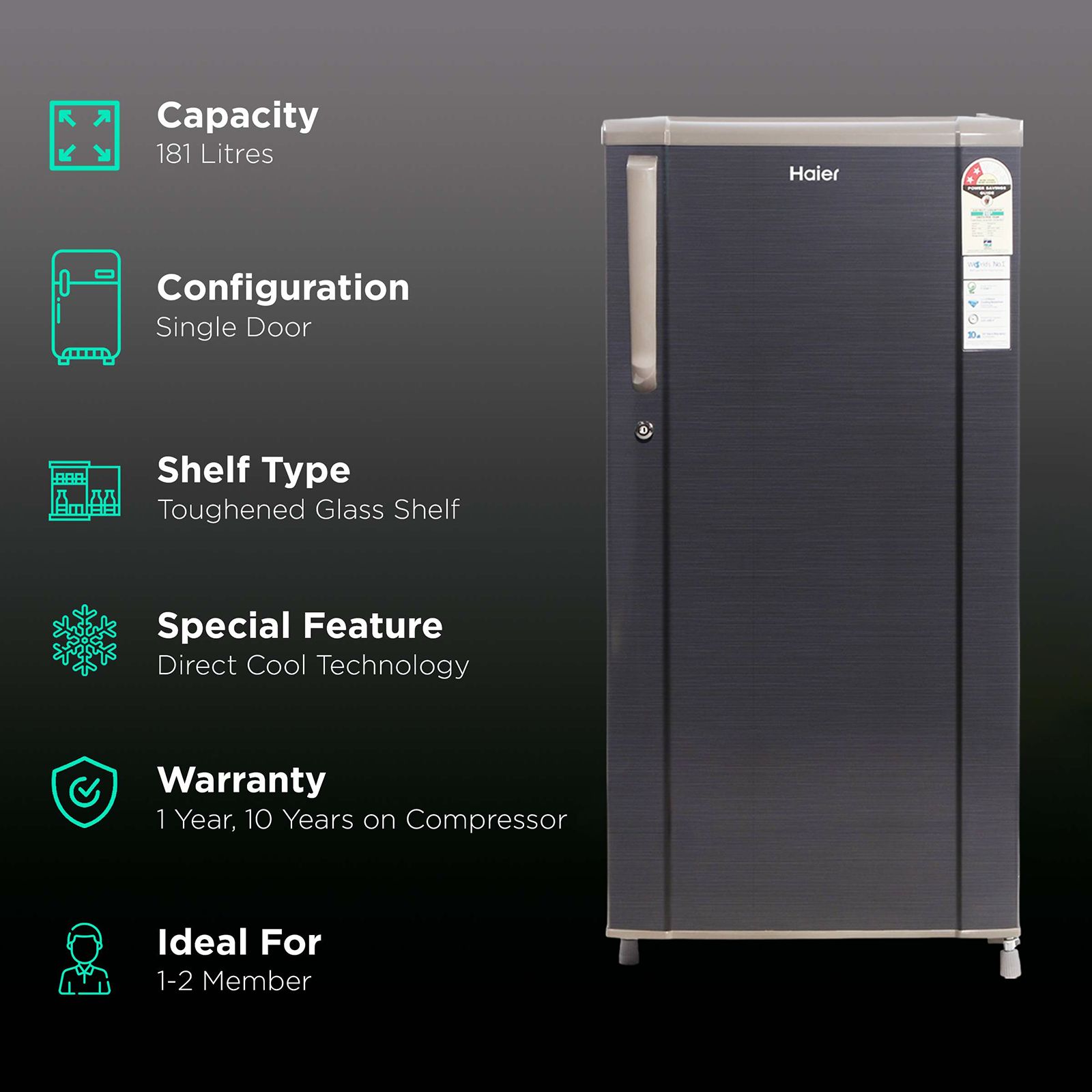H.shop Buy Haier 181 Liters 2 Star Direct Cool Single Door Refrigerator
